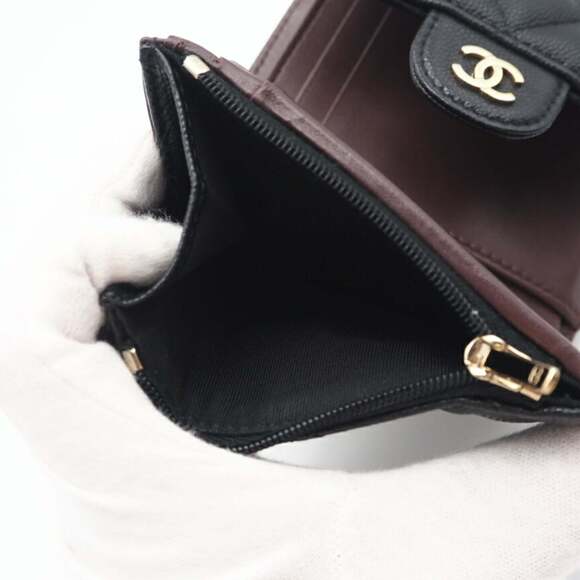 CHANEL Matelasse Caviar Skin Compact Wallet with Gold Hardware, AP4383, Tri-f...